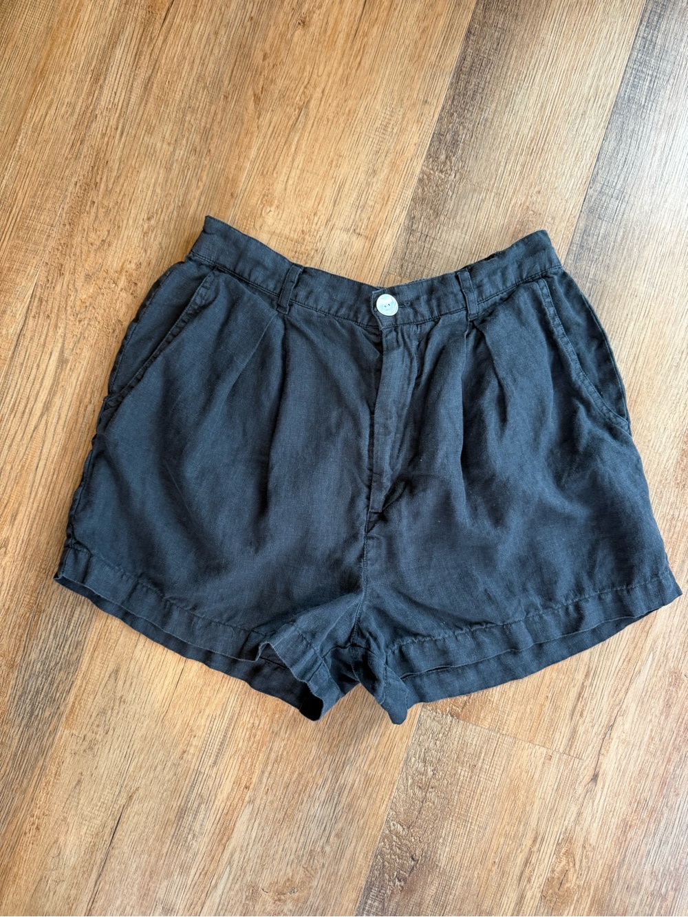 Bella Dahl Black High-Waist 100% Linen Shorts XS